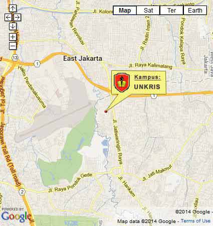 Locations and Maps (Google Map) MT UNKRIS Jakarta Nomor